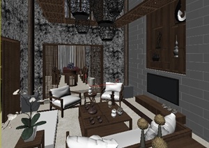 中式客厅装饰设计MAX模型