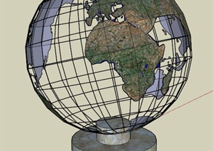 地球仪雕塑设计SU(草图大师)模型