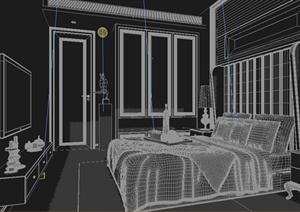 某简欧风格白色卧室家装设计3DMAX模型