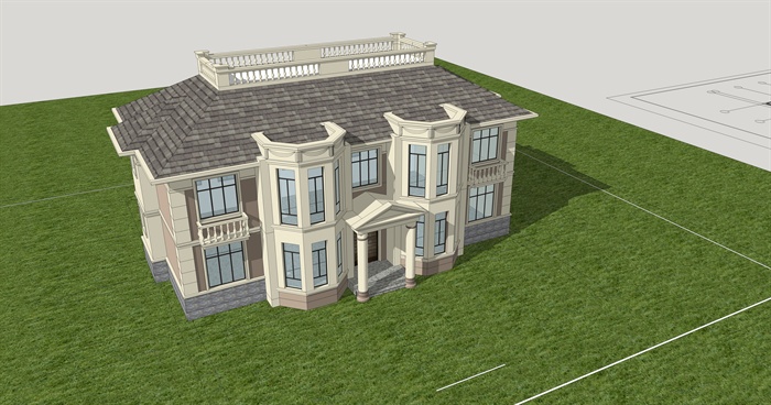 欧式别墅建筑设计SU模型