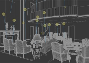 现代复试别墅空间客厅装修设计3DMAX模型