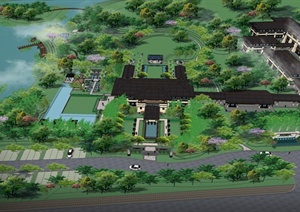 某东南亚风格温泉酒店旅游景观规划设计SU(草图大师)模型