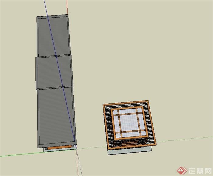 某新中式景观钢制廊架设计SU模型(3)