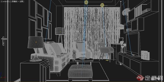 简约现代客厅室内设计3dmax模型(2)