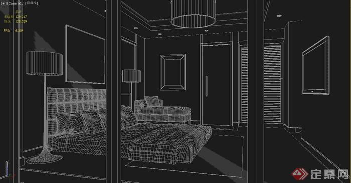 某现代简约风格卧室家装方案设计3DMAX模型(1)