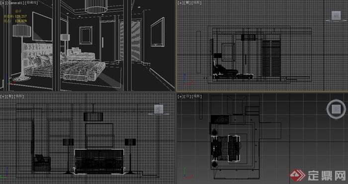 某现代简约风格卧室家装方案设计3DMAX模型(2)