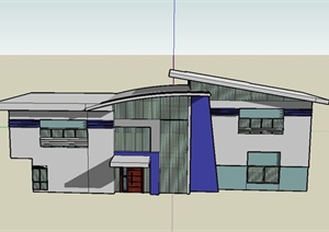 某现代风格两层私人住宅办公建筑设计SU(草图大师)模型