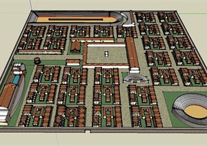 某欧式风格城镇住宅建筑设计SU(草图大师)模型