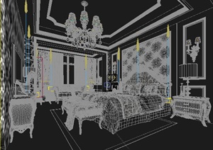 某欧式家装卧室室内设计3dmax模型