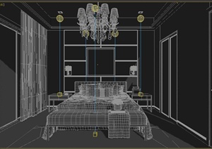 某现代简约中式风格住宅室内卧室装修设计3DMAX模型