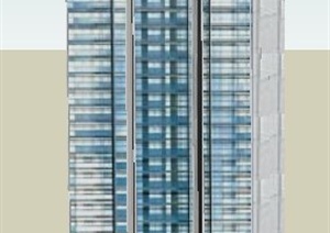 独栋现代高楼办公建筑设计SU(草图大师)模型