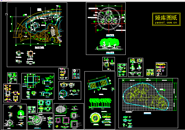 多个树池、坐凳设计CAD详图