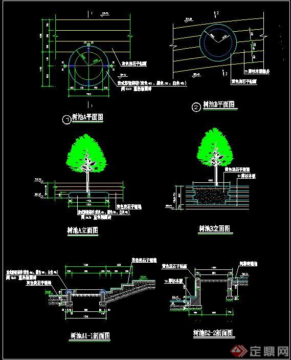 多个树池、坐凳设计CAD详图(2)