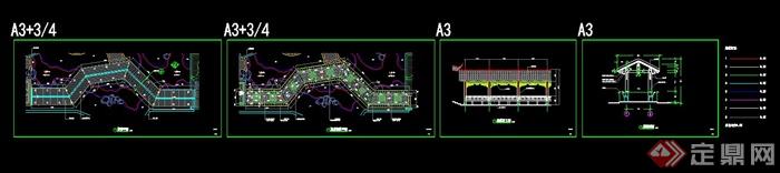 某中式游廊设计CAD方案图（带实景图）(4)