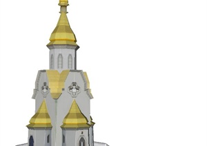 一栋教堂建筑设计SU(草图大师)模型