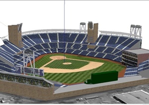 某现代橄榄球体育馆建筑设计SU(草图大师)模型