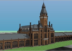 一栋英式风格教堂建筑设计SU(草图大师)模型