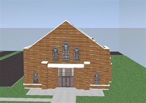 某美式浸礼会教堂建筑设计SU(草图大师)模型