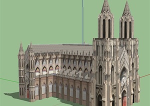 一栋欧式风格教堂建筑设计SU(草图大师)模型