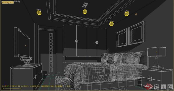 某现代住宅室内卧室空间装修方案设计3DMAX模型(1)