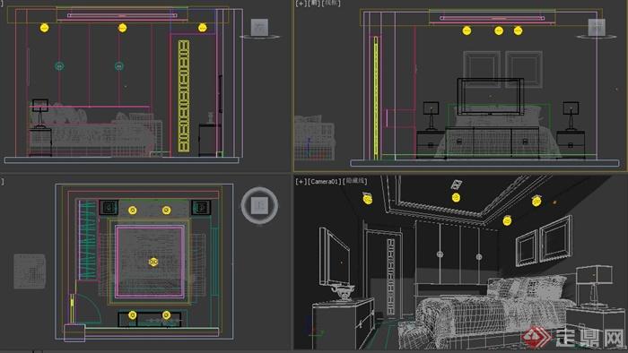 某现代住宅室内卧室空间装修方案设计3DMAX模型(2)