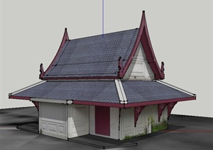 一栋中式风格建筑设计SU(草图大师)模型