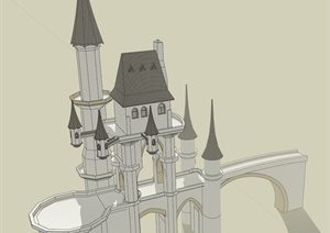 某城堡建筑设计SU(草图大师)模型1