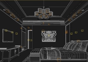 某现代中式风格卧室家装设计方案3DMAX模型