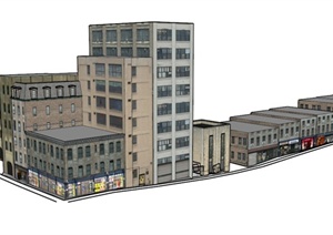 沿街商住楼建筑设计SU(草图大师)模型