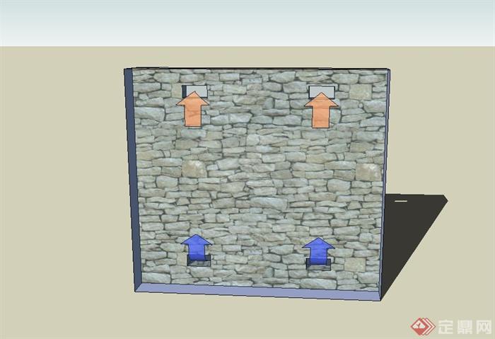 某石砌隔墙设计SU模型(1)