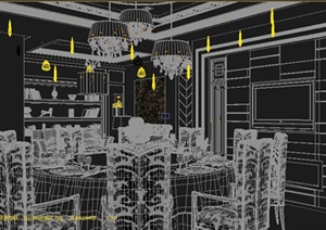 住宅空间客厅、餐厅装饰设计3dmax模型
