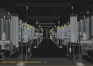 商业餐厅室内装修设计3dmax模型