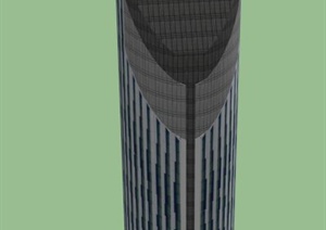 一栋现代综合大厦建筑设计SU(草图大师)模型