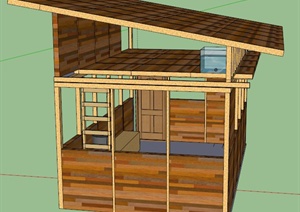简约居住屋建筑框架设计SU(草图大师)模型