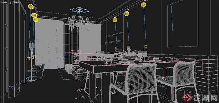 现代风格住宅客餐厅装饰设计3dmax模型(1)