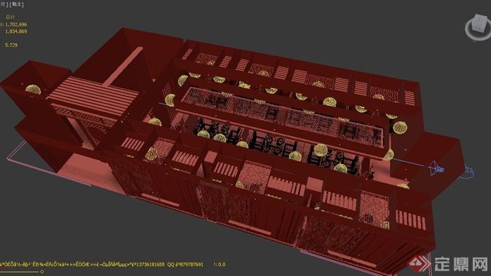 中式餐厅空间装饰设计3DMAX模型(1)
