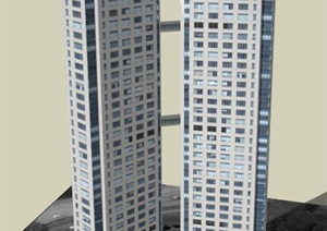 现代特色综合楼建筑设计SU(草图大师)模型