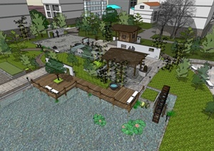 新中式住宅景观设计SU(草图大师)模型