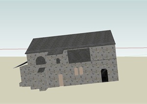某乡村斜坡两层住宅建筑设计SU(草图大师)模型