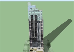 某欧式风格超高层办公建筑设计SU(草图大师)模型