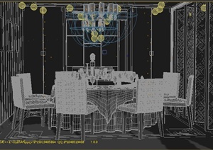 某酒店餐厅包间室内装饰3dmax模型