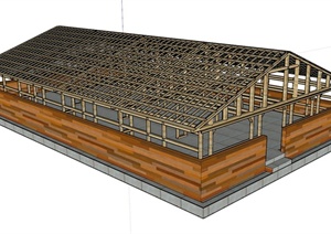 某木棚架建筑设计SU(草图大师)模型