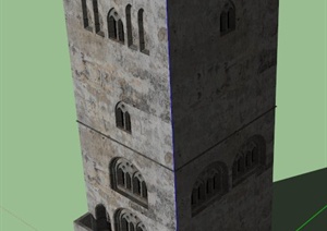 一栋中世纪城堡建筑设计SU(草图大师)模型