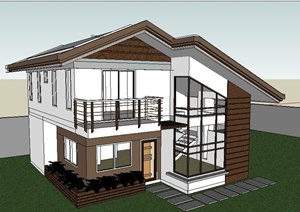 某二层小别墅建筑设计SU(草图大师)模型
