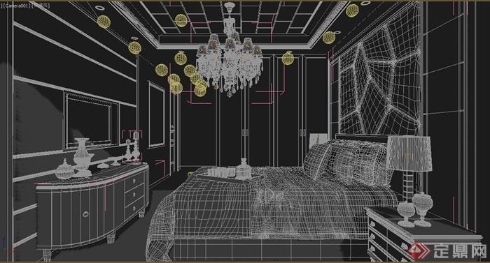 某现代风格卧室家装布置方案设计3DMAX模型(1)