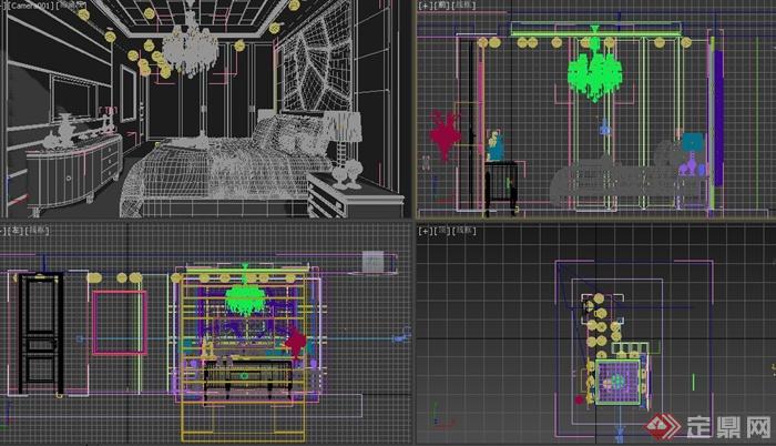 某现代风格卧室家装布置方案设计3DMAX模型(2)