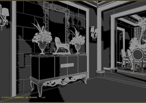 某欧式风格住宅室内餐厅装修设计3DMAX模型