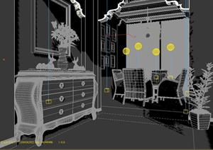 某欧式住宅室内过道门厅装修设计3DMAX模型