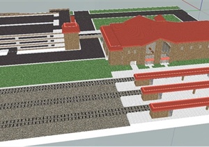 某现代风格火车站建筑设计SU(草图大师)模型