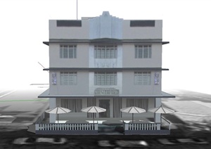 某三层咖啡厅建筑设计SU(草图大师)模型